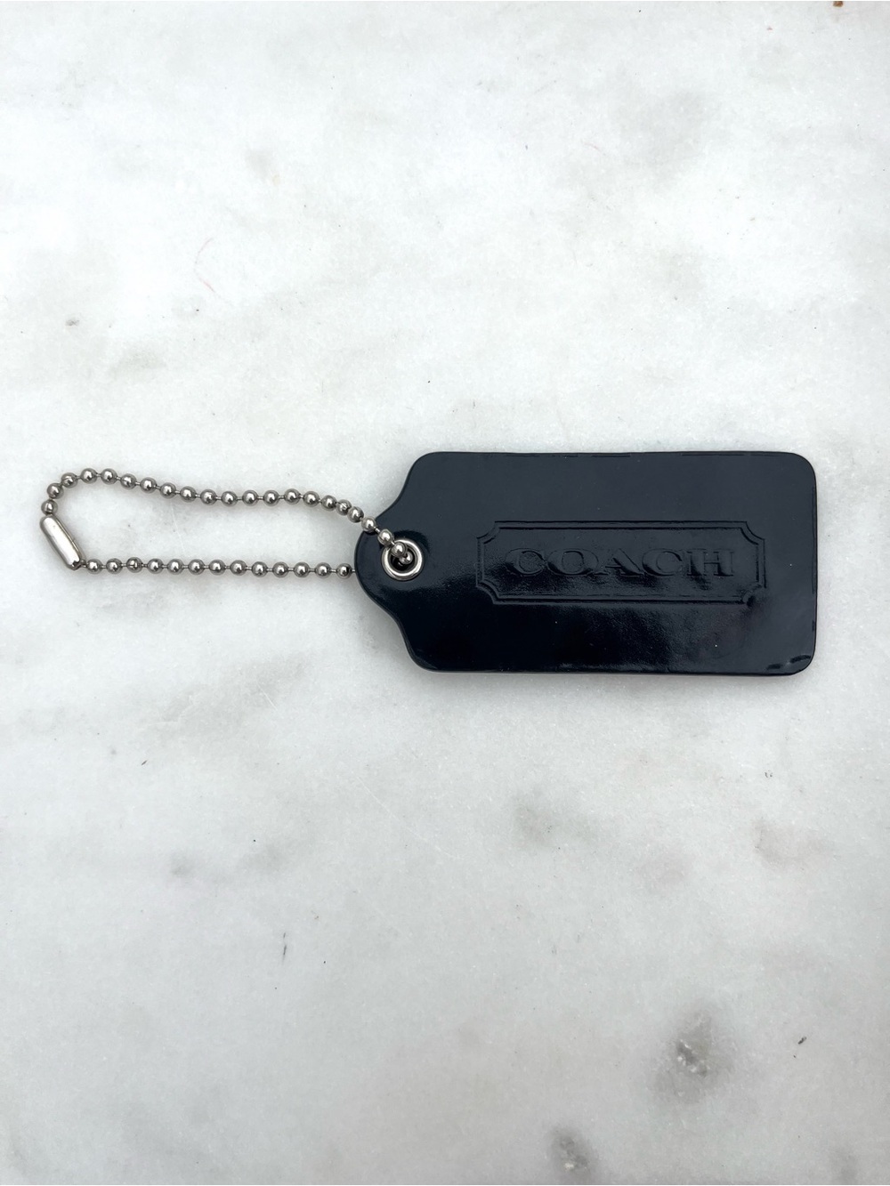 COACH Sleek Patent Leather Hang Tag, Black